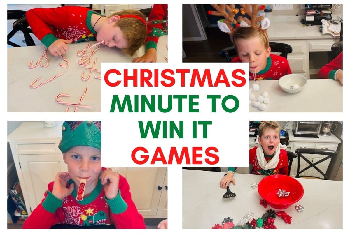 25 festive christmas minute to win it games (for kids & adults)